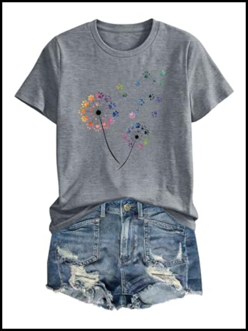 Women's Graphic T-Shirt Dandelion Print Short Sleeve Crew Neck Loose Fit Summer